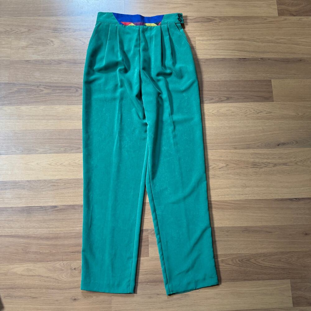 Women's Vintage 90's City Girl Nancy Bolen Green Colorablock 2-Piece Set Sz 8 - Picture 8 of 15